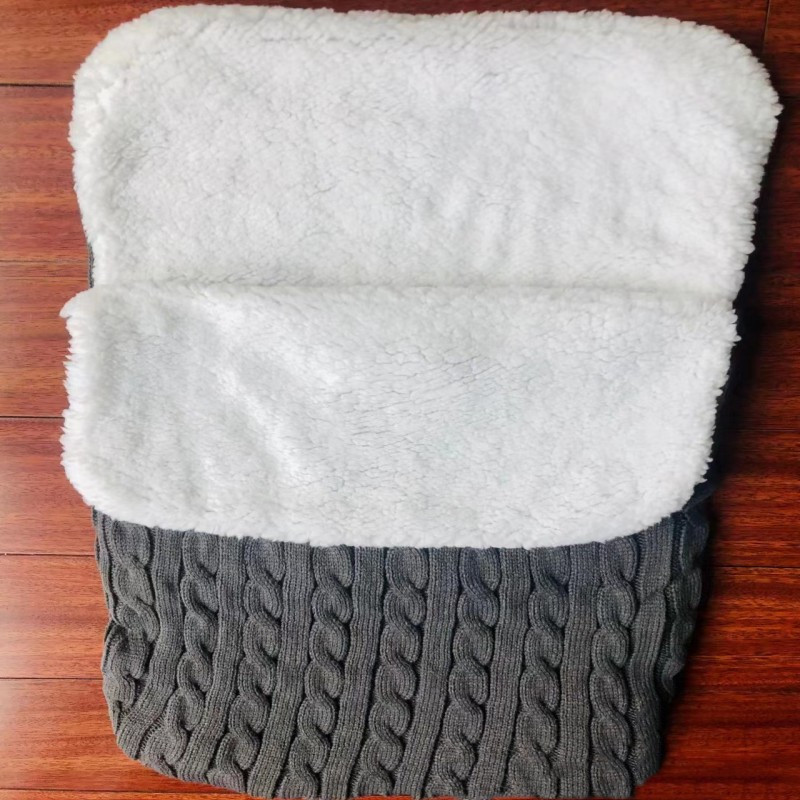 Baby Plus Velvet Sleeping Bag, Thickened Knitted Warm Blanket