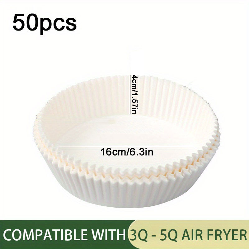 50pcs/pack Air Fryer Accessories, Silicone Oil Cup & Non-stick Paper Pad &  Round Paper Liners For Baking