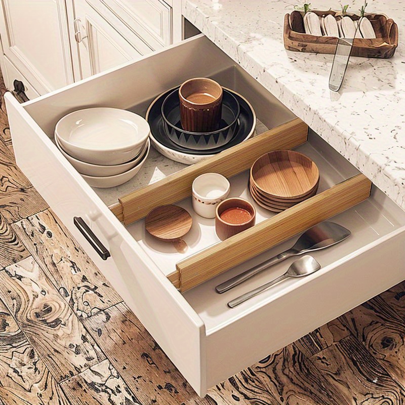 Bamboo Drawer Dividers Organizer with Inserts, Expandable from