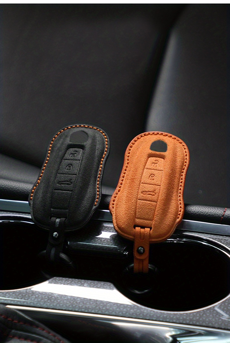 PORSCHE Key Chain Leather Car Key Fob Cover Remote Key Case 