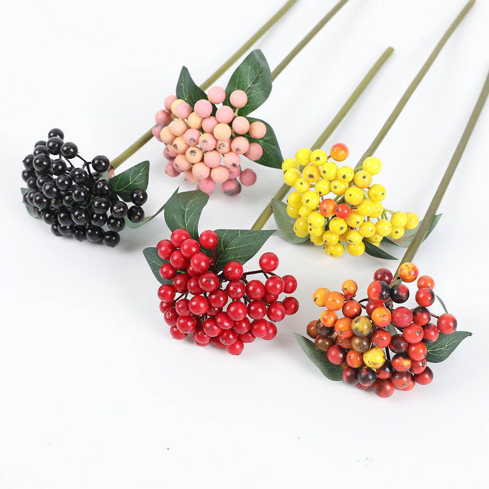 Artificial Holly Berry Stems Pomegranate Plants Mini Christmas Tree Berries