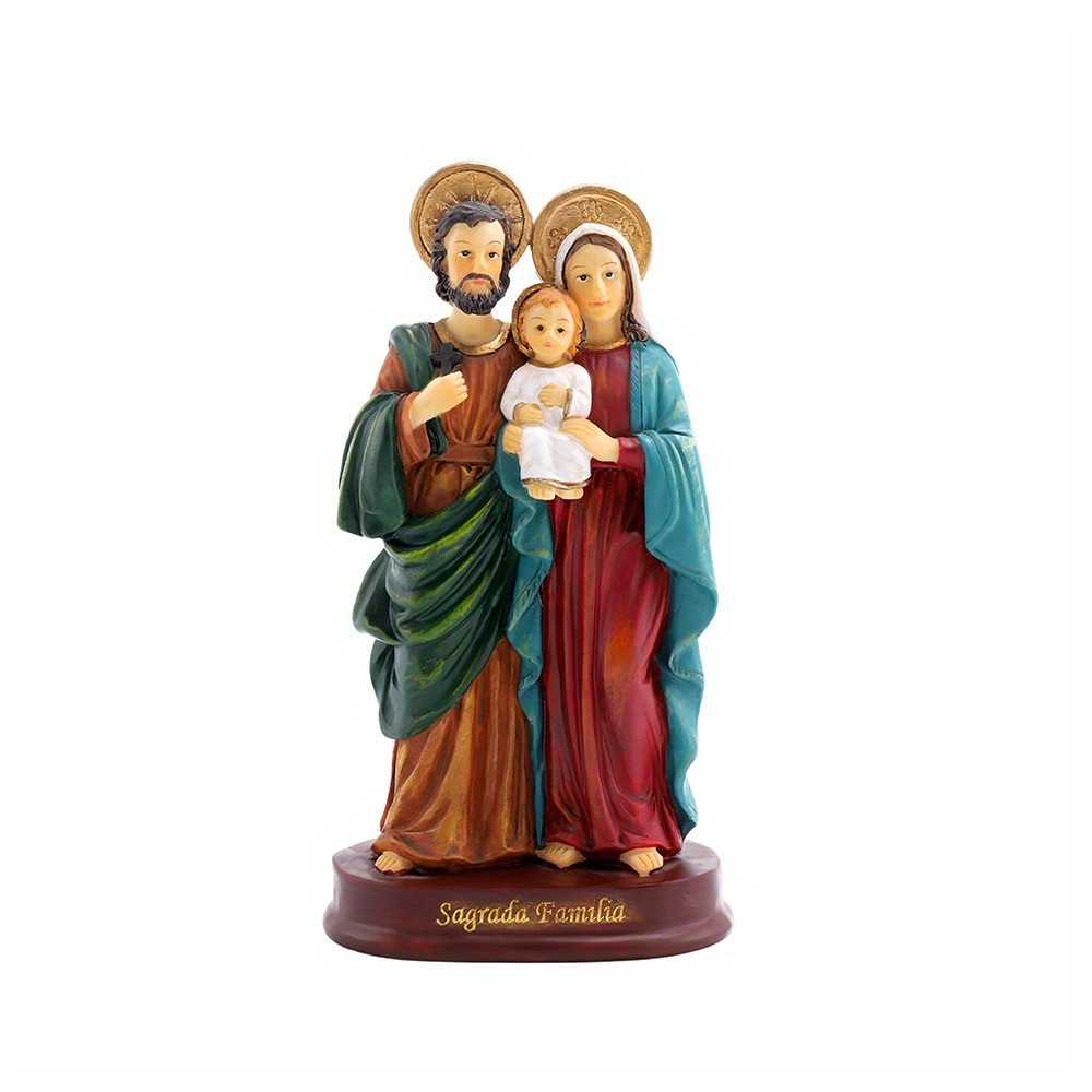 1個の神聖な家族の像、子供イエスの像を持つカトリックの神聖な家族、宗教的なギフト聖家族イエス・マリア・ジョセフの置物、宗教的な装飾、部屋の装飾、家の装飾に最適