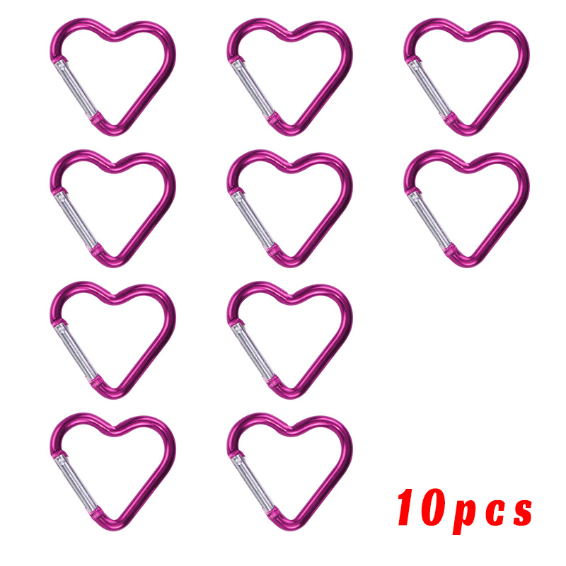  10Pcs Heart Shaped Carabiner Clip - Heavy Duty