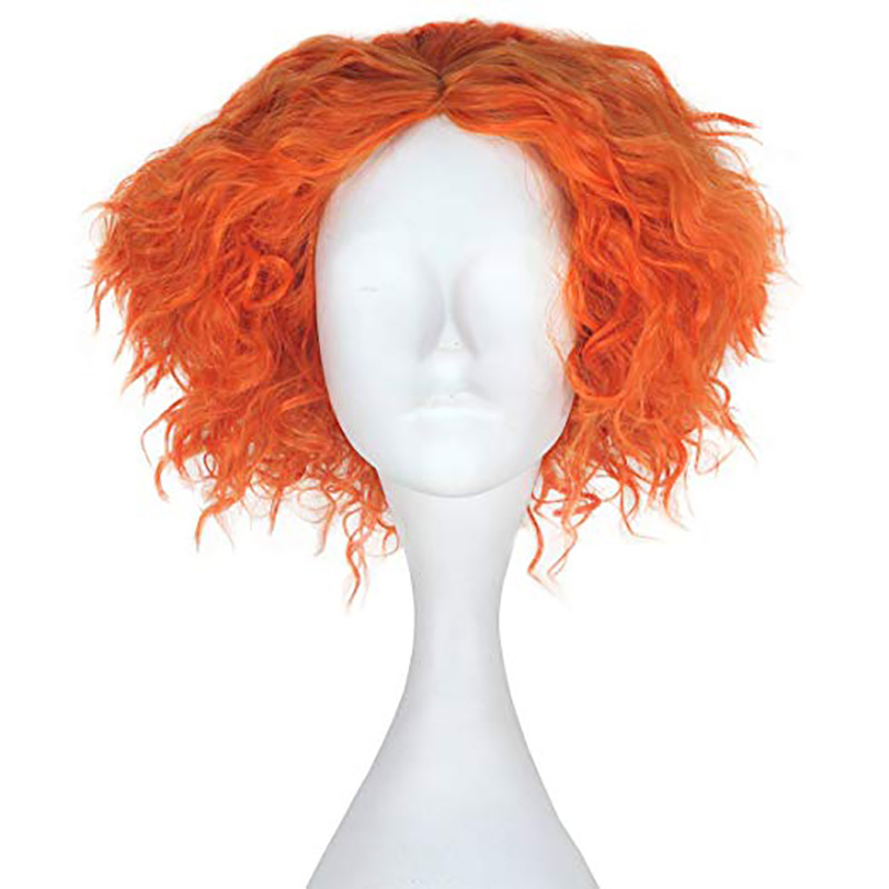E-shop Synthetische Haarperücke Hitzebeständige Lockenkurzhaar-Perücke in Orange für Halloween-Kostüm und Cosplay