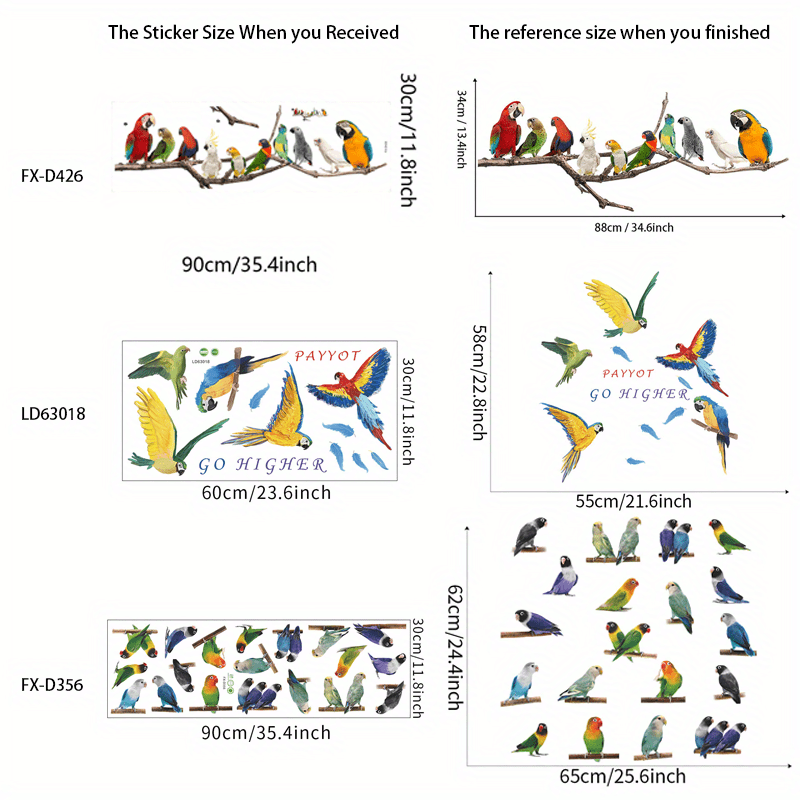 Removable Parrot Branch Wall Decals Realistic Birds Temu