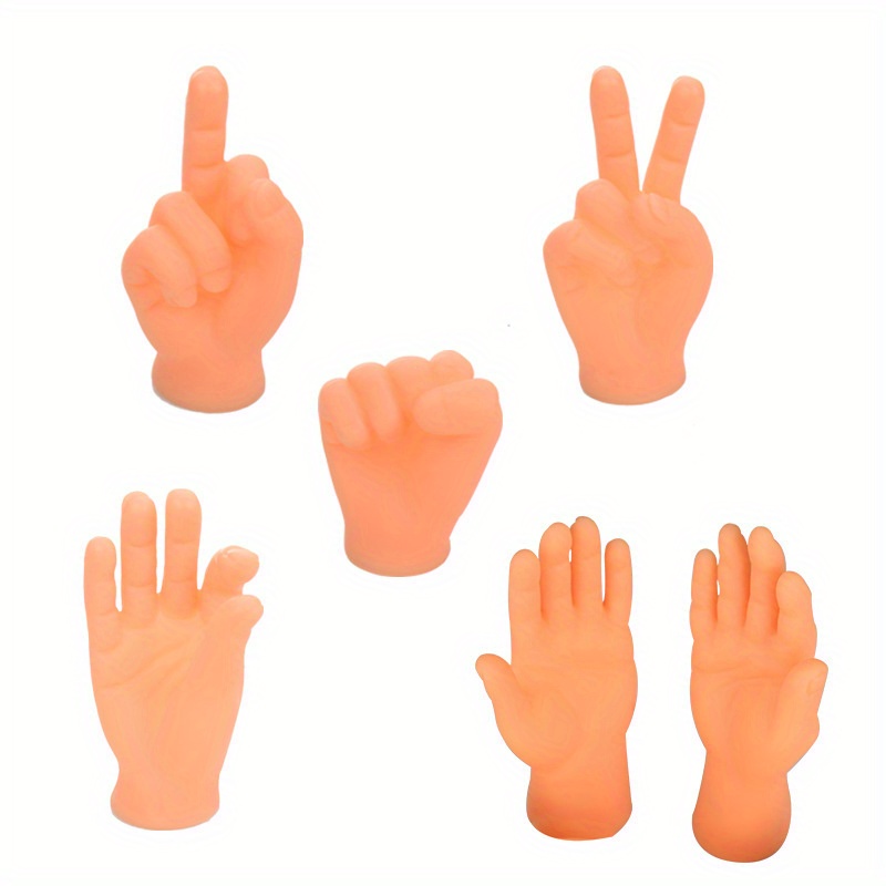 Tiny Hands Finger Puppets Mini Hands Finger Flat Hand Style Mini Realistic  Rubber Hand Small Figurines Toys Funny Fingers For Puppet Show Gag Performa
