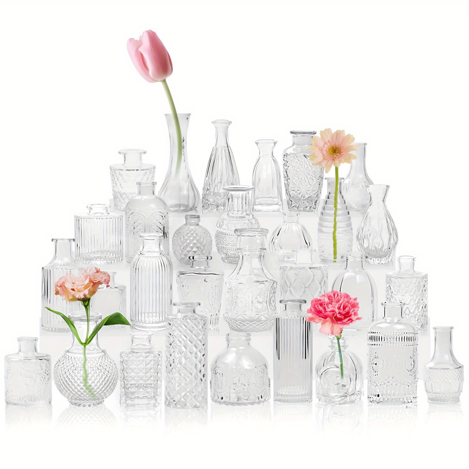 Glass Bud Vase Small Vases For Flowers Clear Bud Vases In - Temu