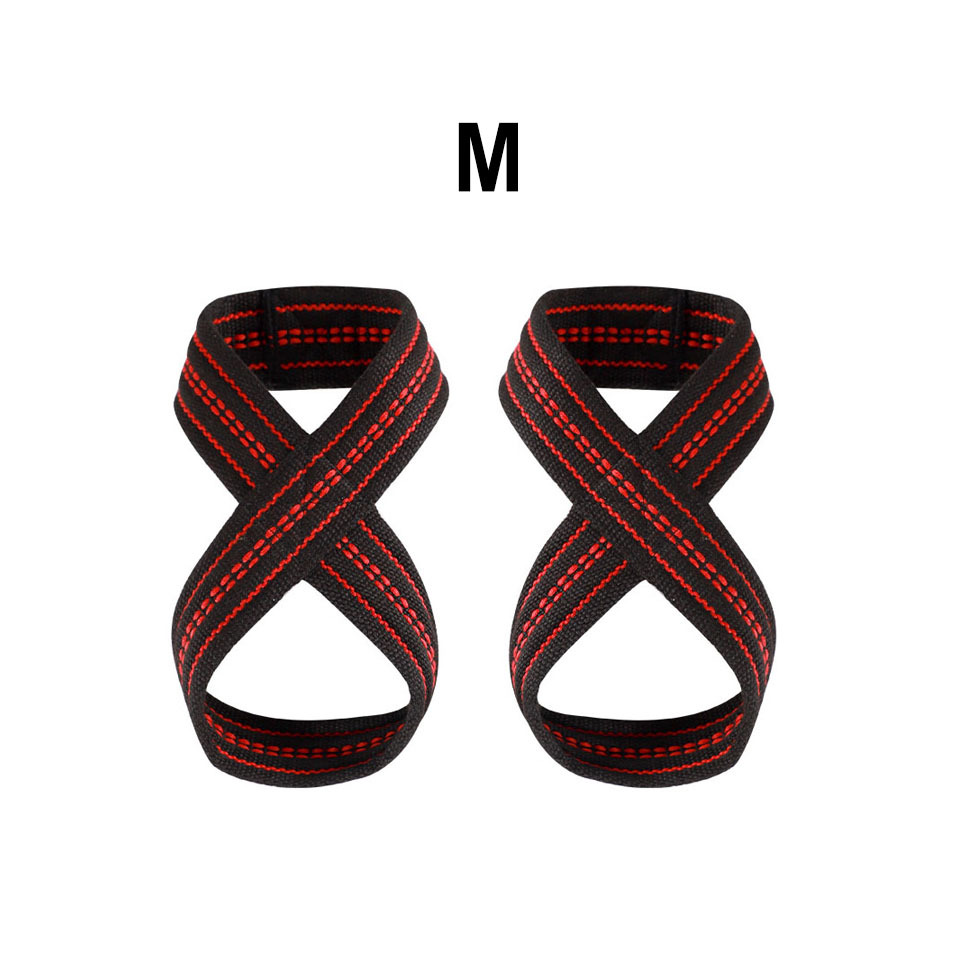 Image of 2pcs/1pair Figure 8 Weight Lifting Straps - Deadlift Wrist Support Brace, Pull-up Gym Fitness Wrist Wraps Powerlifting Bodybuilding