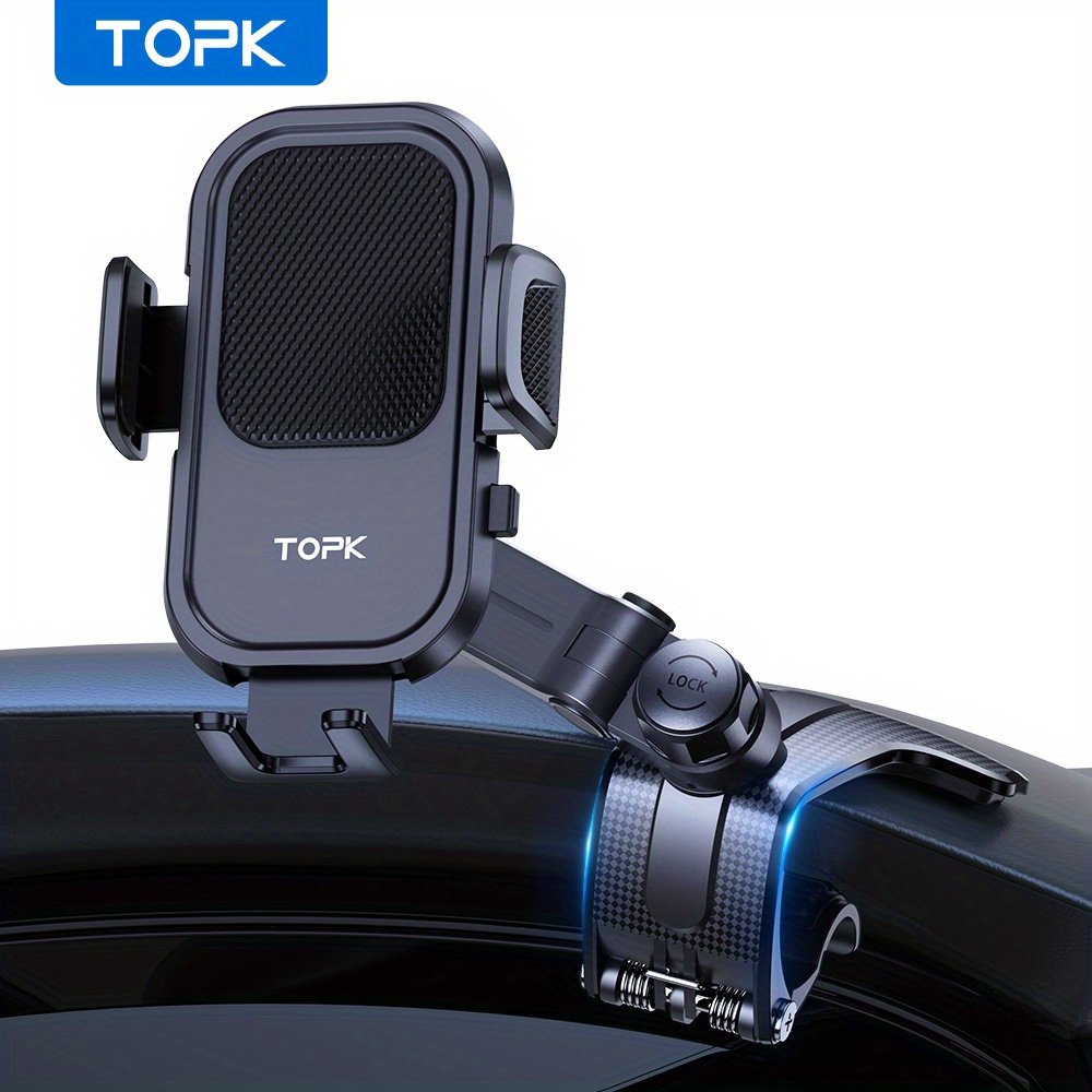 TEMU Topk D40-j Car Phone Holder For Dashboard, [&stable] Adjustable Cell Car Phone Mount With Anti-slip Clip For All Smartphone