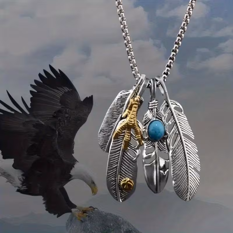 1pc fashion necklace stylish feather pendant for boys your look and add charm to Product details 0
