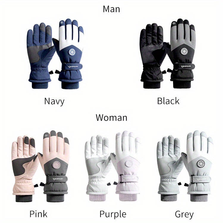 Winter Couple Ski Gloves Thickened Warm Gloves Adjustable Closure Non-slip Touch Screen Gloves Outdoor Cycling Waterproof Cold Proof Gloves details 10