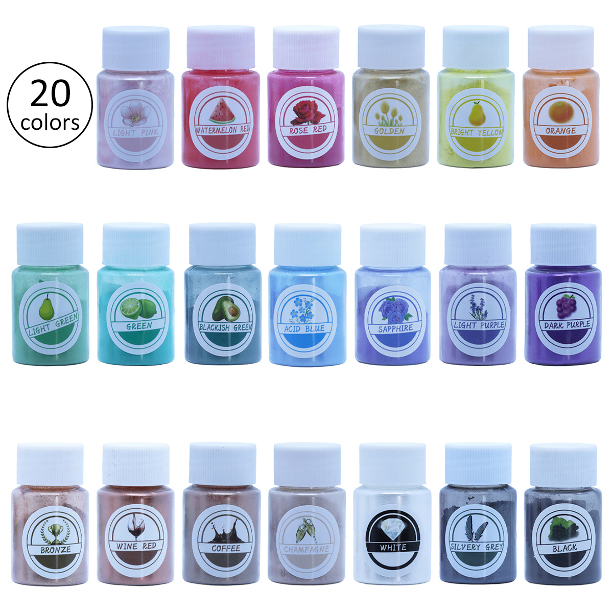 24 Bottles Slime Pigment Mica Powder for Soap Making Resin Color Pigment Mica  Powder for Candle Making Epoxy Resin - AliExpress