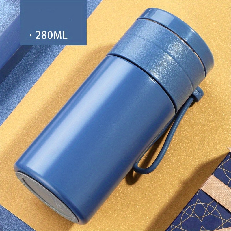 1pc Blue 1700ml Insulated Water Bottle With Tea Strainer For