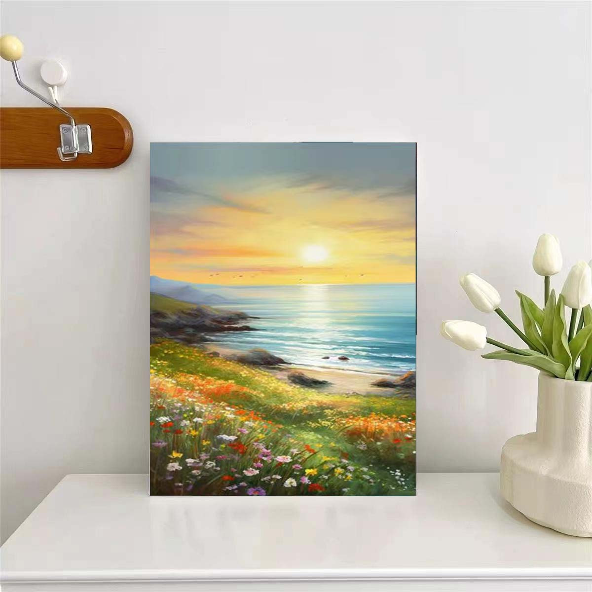 Canvas Painting Included Wooden Frame Modern Art Landscape Temu