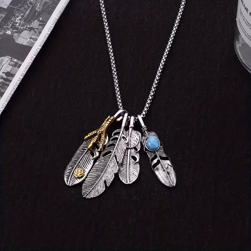 1pc fashion necklace stylish feather pendant for boys your look and add charm to Product details 5