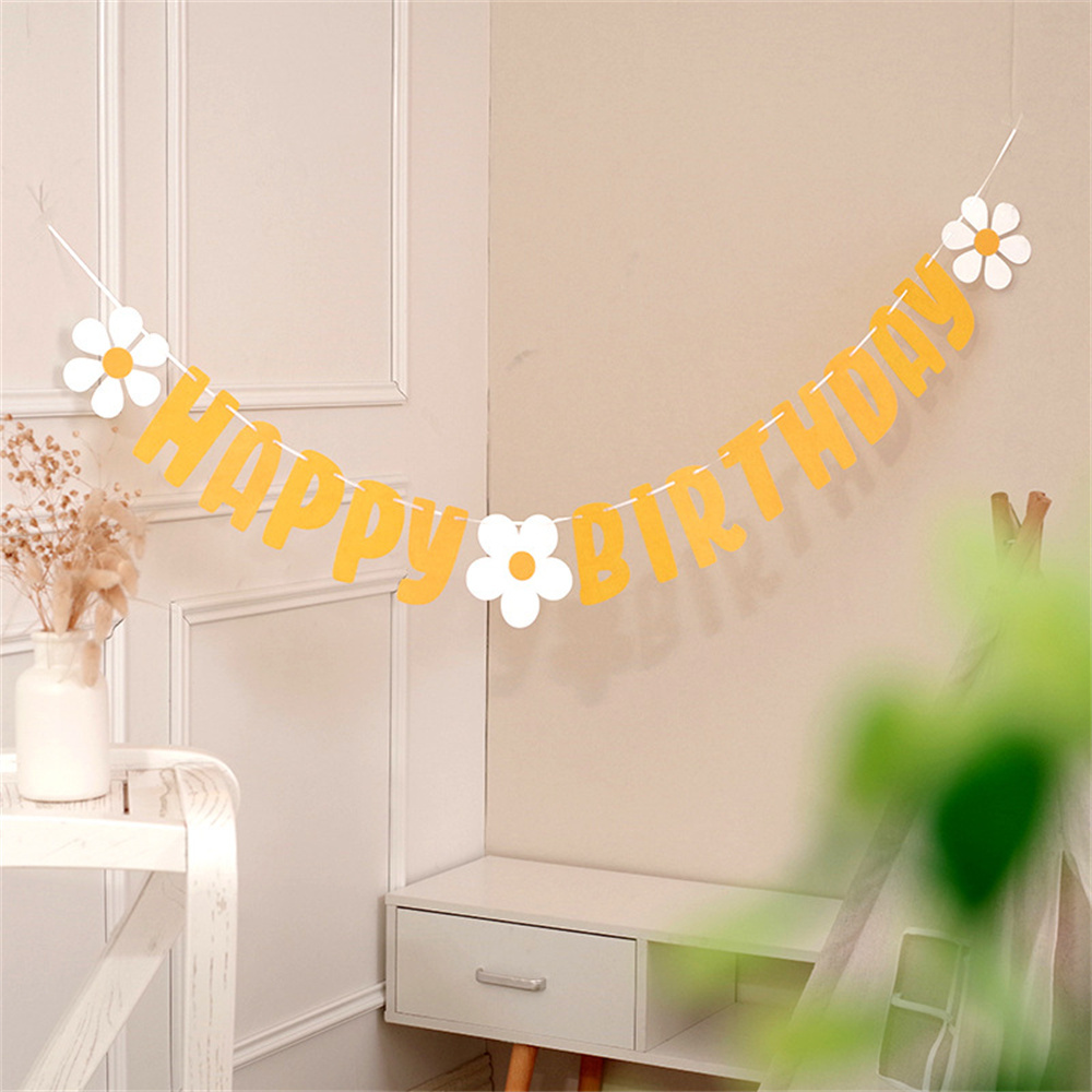THAWAY Birthday Decorations Party Supplies Colorful Birthday Decorations Happy Birthday Banner Pom Poms Flowers Garland Hanging