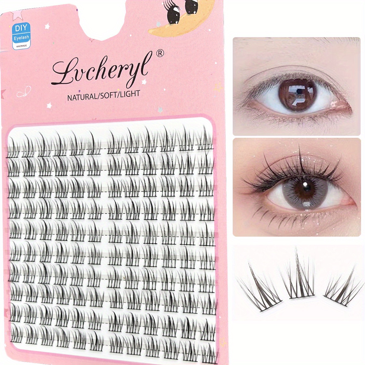 120pcs Lvcheryl Diy Cluster Lashes - Cat-, Sunflower Segmented Eyelash Extensions, , Beginner-friendly, 0.07mm Thickness, 6-12mm Length