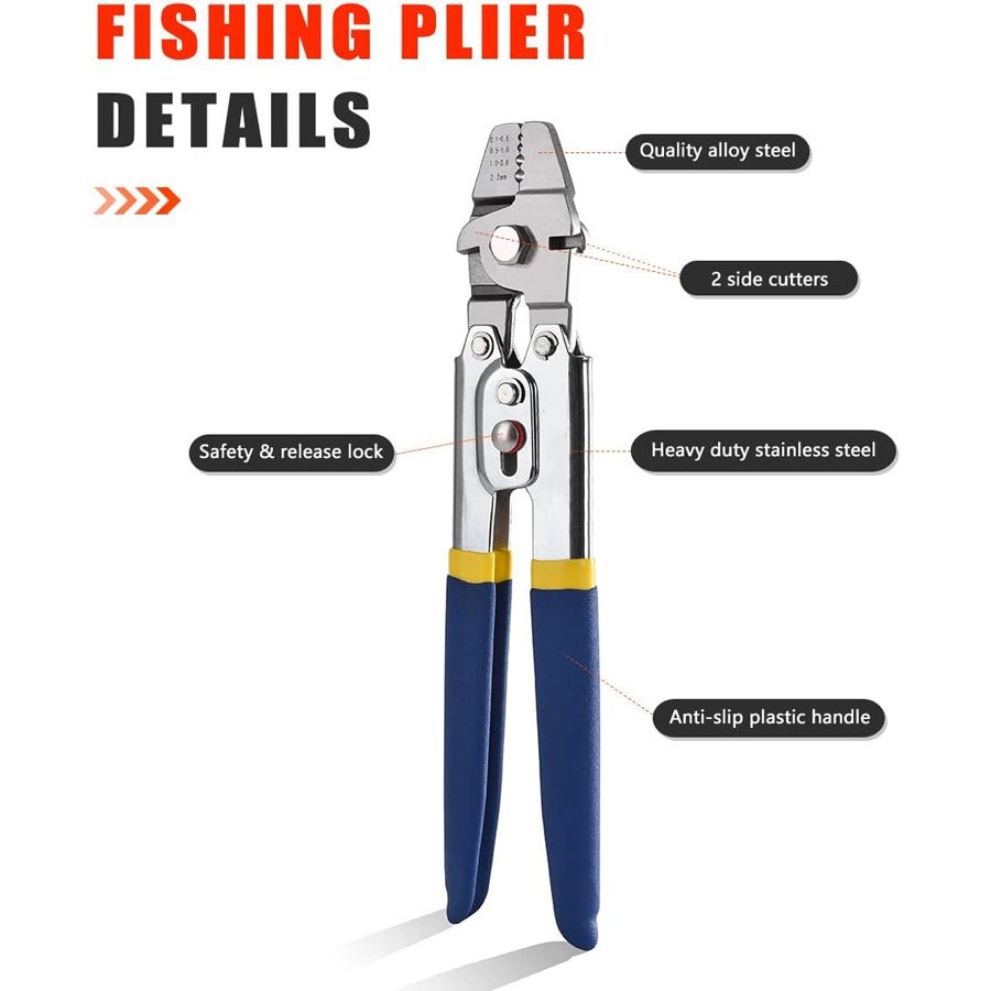 FISHING CRIMPING PLIERS with 300 Pcs Crimp Sleeves Kit Stainless Steel  AGOOL
