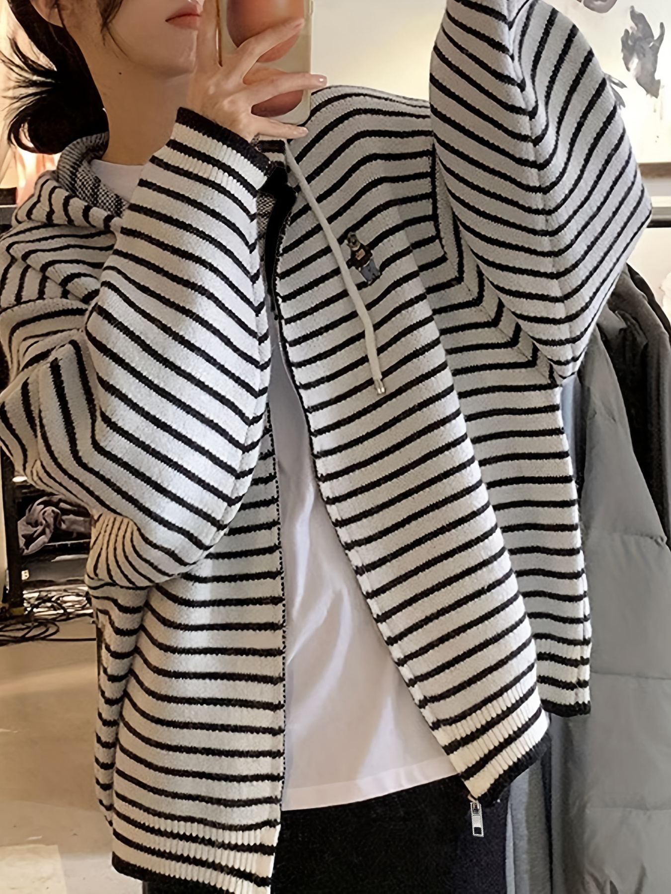 Zip Up Hooded Cardigan