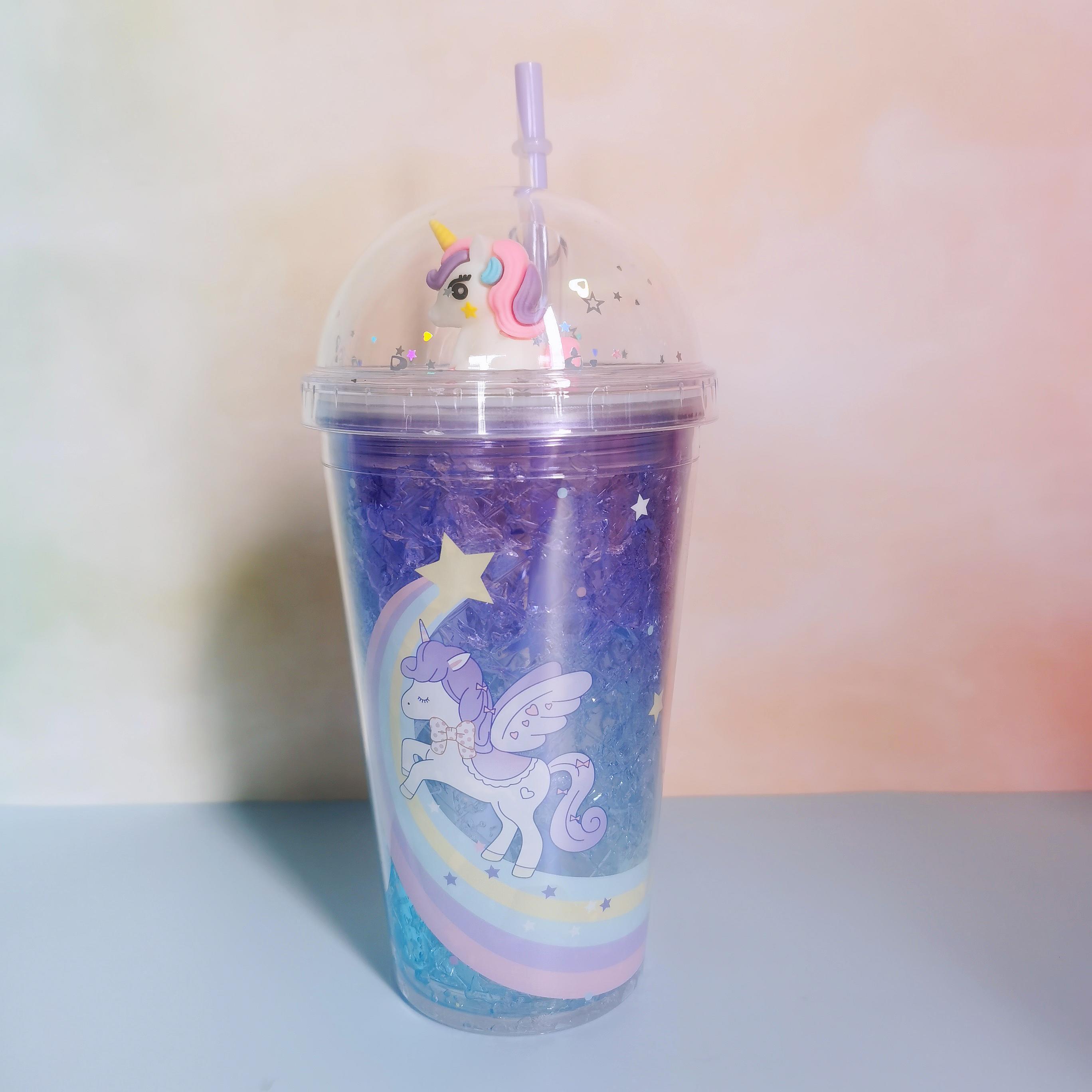 Cute Unicorn Water Cup With Straw Drink Cups Creative Ice Cream