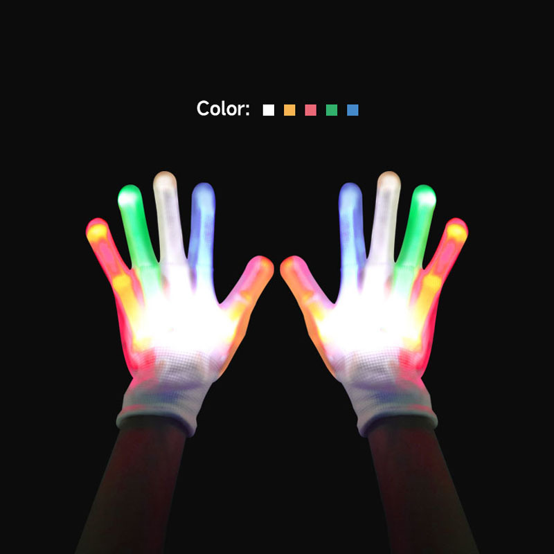 UWEIDOIT Guantes de luces LED, 3 colores, 10 modos de luz colorida, guantes  brillantes para disfraz de Navidad, juguetes de fiesta, Arco iris