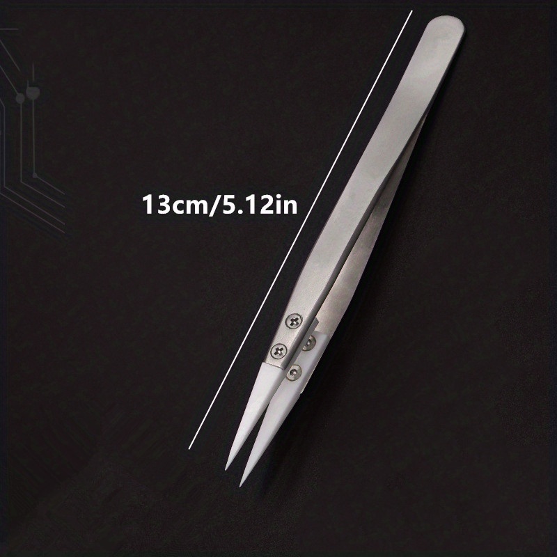 1pc High-Temperature Resistant Ceramic Tweezers With Anti-Static Precision  Bend Head And Corrosion Resistance For Electronics Repair Clamping Tool