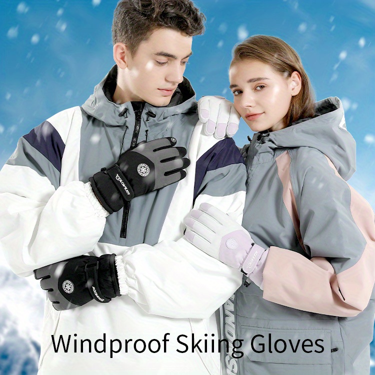 Winter Couple Ski Gloves Thickened Warm Gloves Adjustable Closure Non-slip Touch Screen Gloves Outdoor Cycling Waterproof Cold Proof Gloves details 2