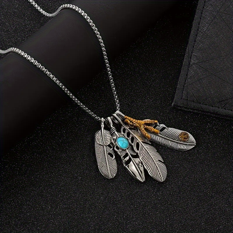 1pc punk hip hop style feather eagle claw pendant necklace for boys elevate your style and add charm to your outfit details 2
