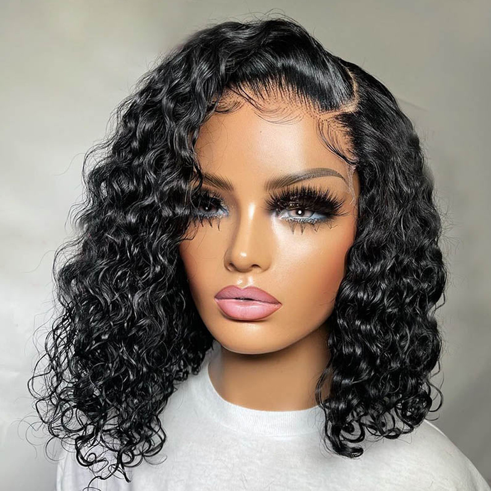 Ali Lumina Lace Front Human Hair Wigs Water Wave Lace Front Wigs Human Hair  Pre Plucked Hairline 13x4 Lace Frontal Wigs Short Bob Wigs for Black Women:  Buy Online at Best Price