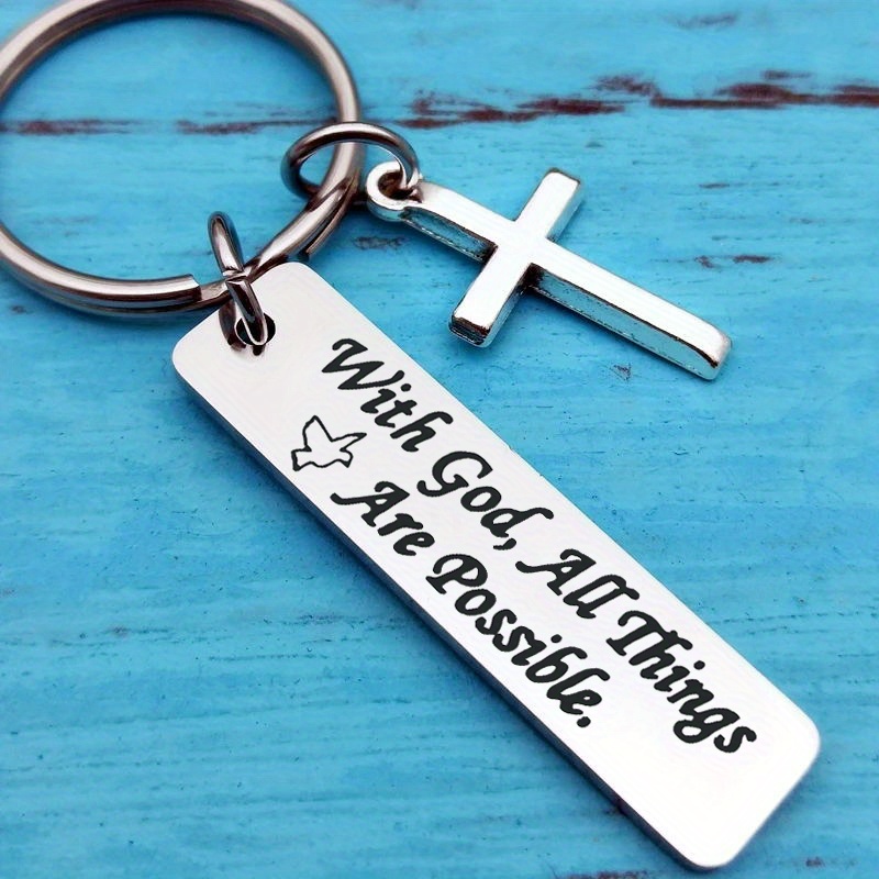 Bible Verse Cross Keychain Christian Metal Key Ring Purse - Temu