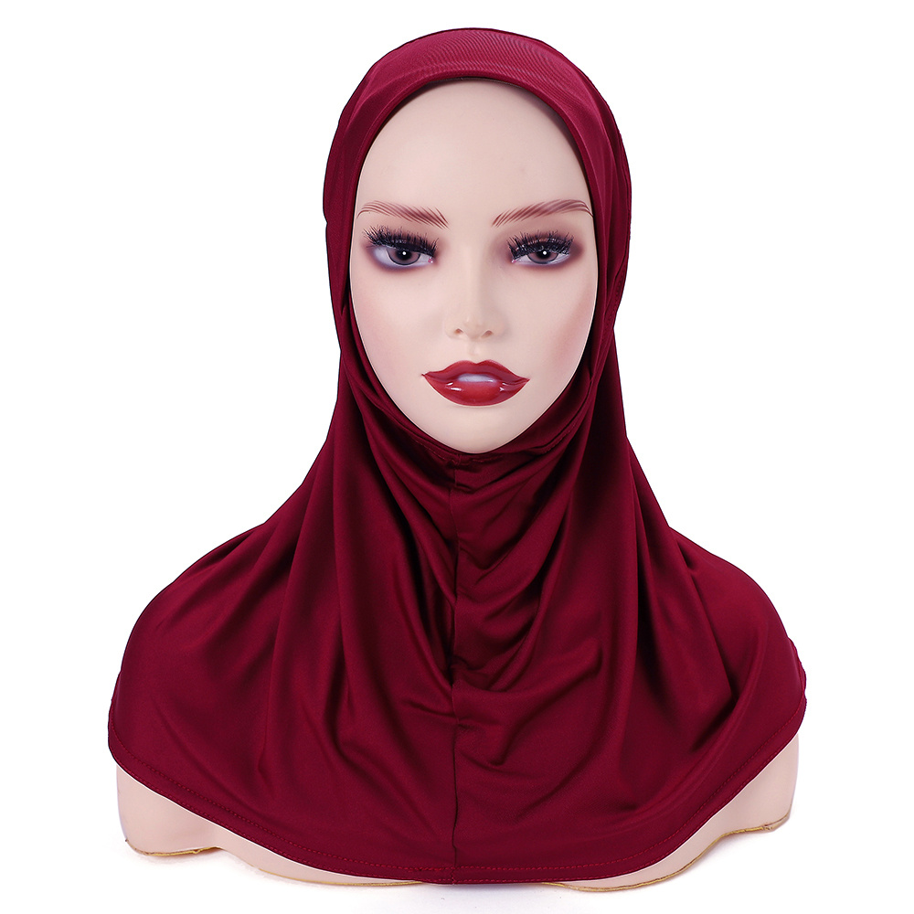 Solid Color Stretch Jersey Instant Hijab Cap Basic Pullover - Temu