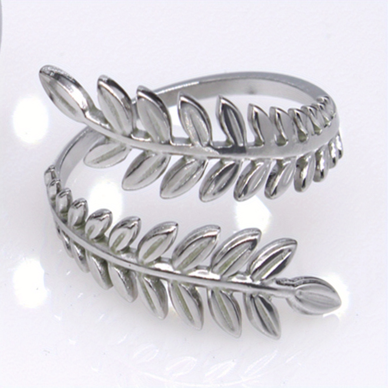 TEMU 1pc Wheat Ear Stainless Steel Ring Opening Adjustable Jewelry Additions