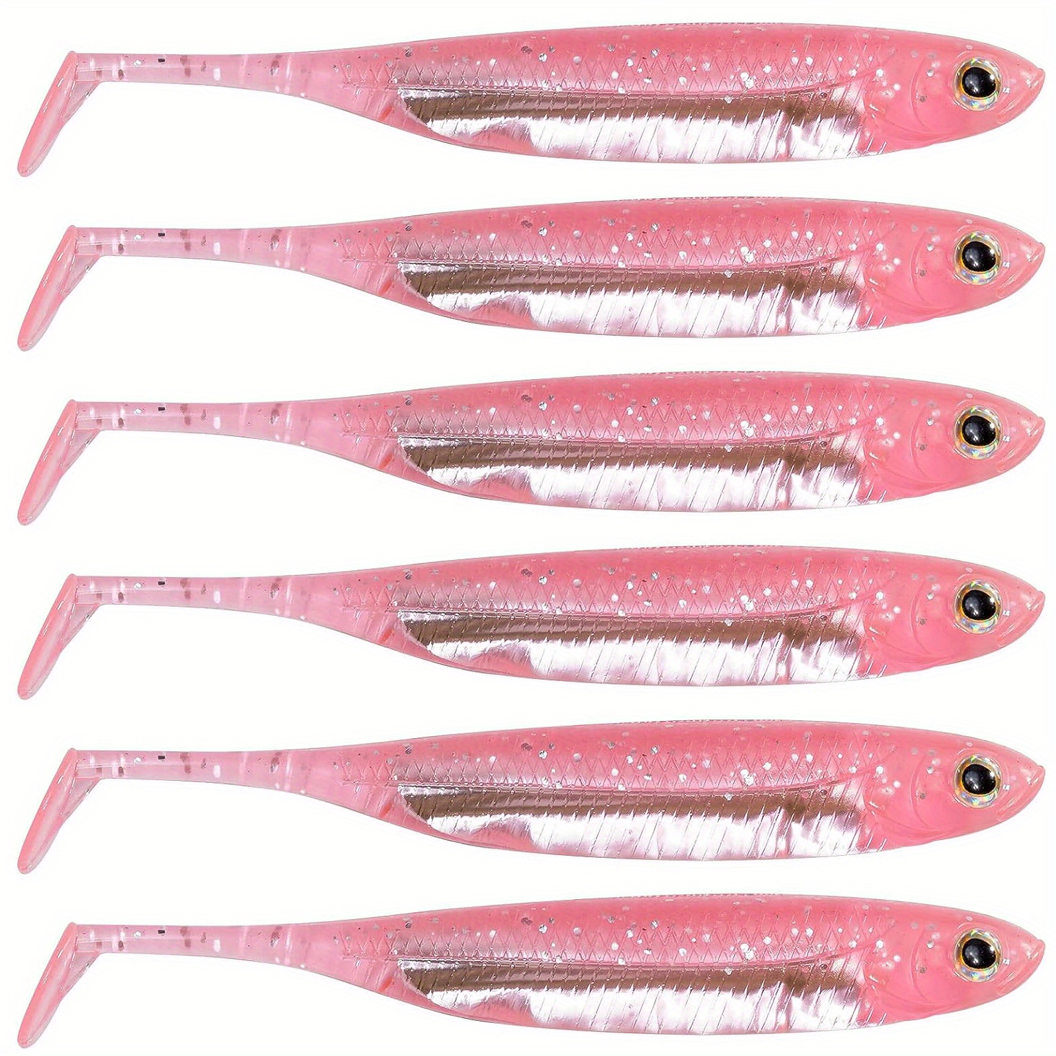 2.5 UV Pink Paddle Tail Minnow - 6 pcs