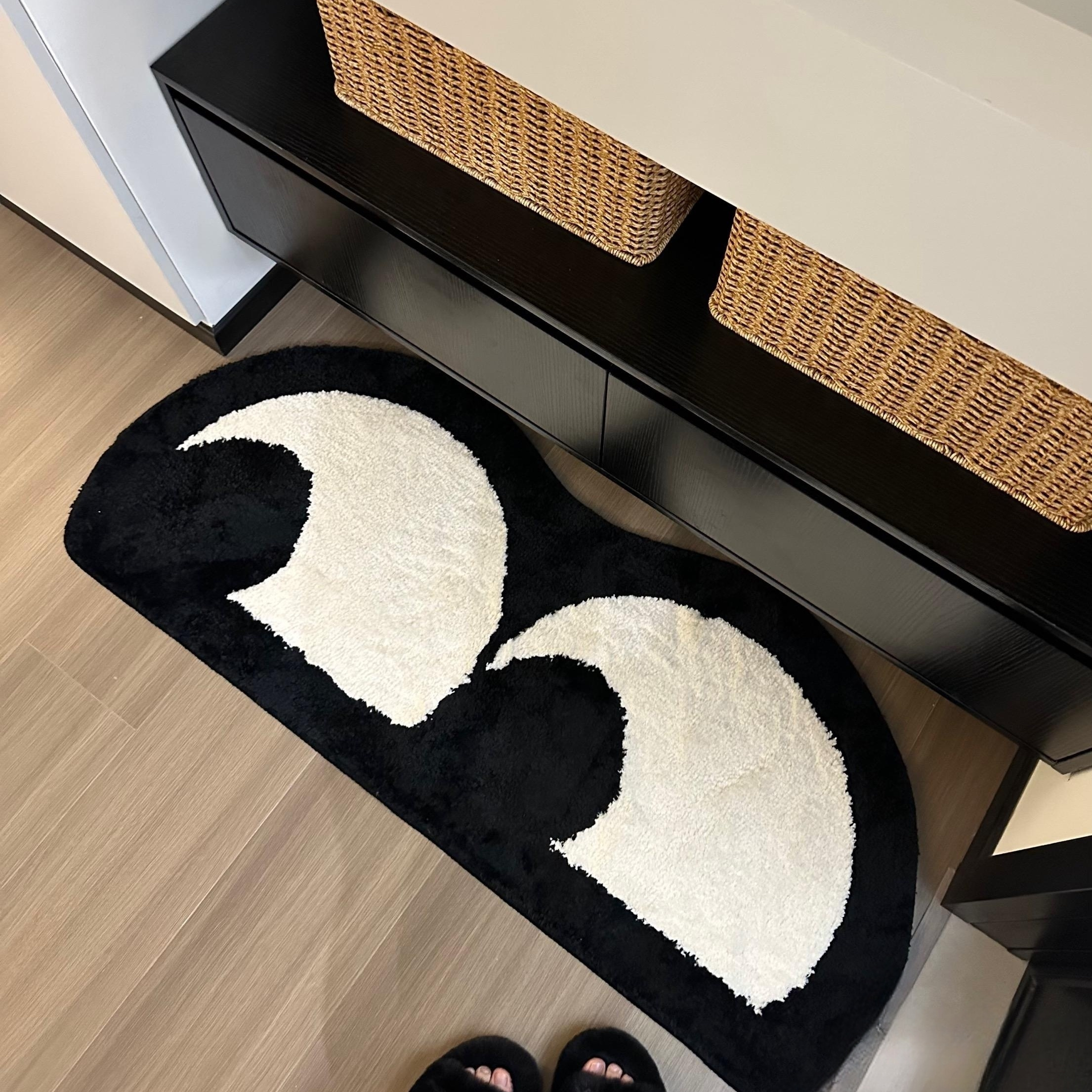 Modern Creative Letterbedroom Bedside Mat Black And White - Temu