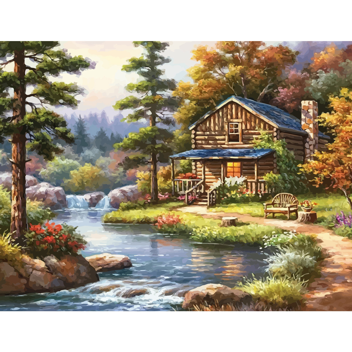1pc Paint By Numbers Kit For Adults, Forest Landscape Paint On
