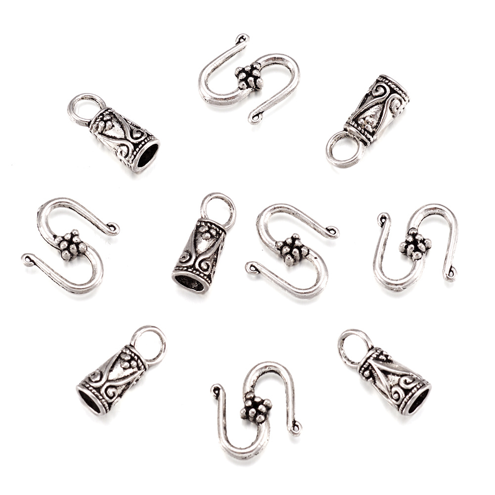 Silver Hook and Eye Clasps, Silver Cord End Clasp, Silver Bracelet