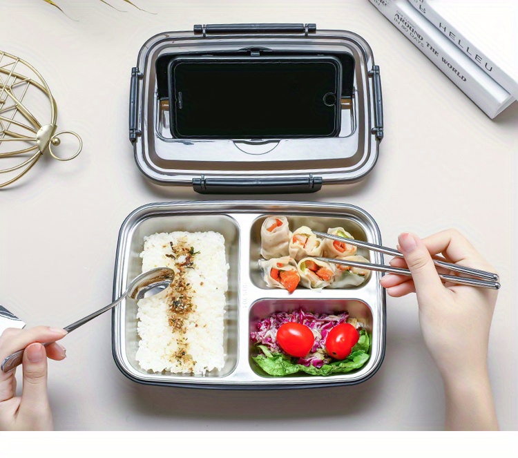 Bento Lunch Box for Kids Adult 4/2 Compartment with Handle Portable  Stainless Steel Lunch Container