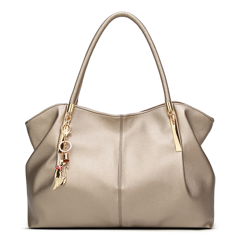 TEMU Classic Solid Color Satchel Bag, All-match Large Capacity Storage Handbag, All-match Bag With Pendant