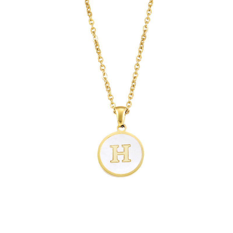 Initial A z 26 Alphabet Necklace Round Pendant Clavicle - Temu