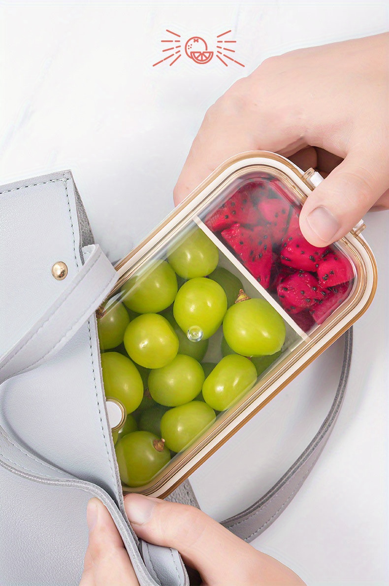 1pc Microwave-safe Transparent Plastic Lunch Box, Salad, Fruit