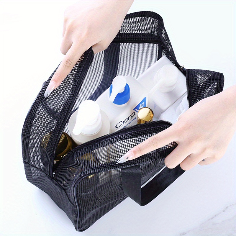 Mesh Toiletry Bag Portable Hand held Wash Bath Storage - Temu