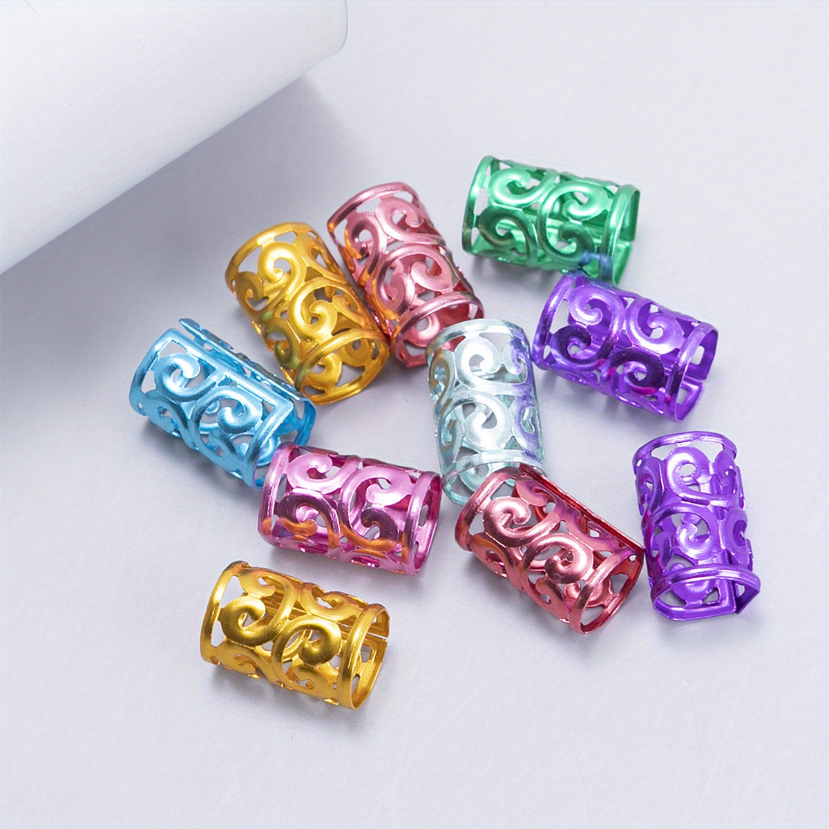 30pcs Cuffs Hollow Dreadlocks Rings Iron Hair Beads Accessories Adjustable Golden Silvery and Colorful Headwear,Temu