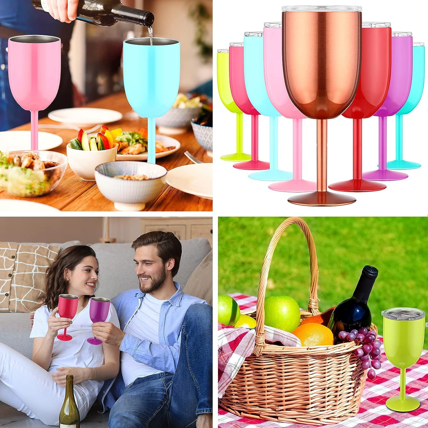 2 Packs, 12oz Stainless Steel Wine Glasses Cups, Double Walled Vacuum  Insulated Goblet, Wine Tumbler With Lid, For Friendship, Christmas,  Birthday And