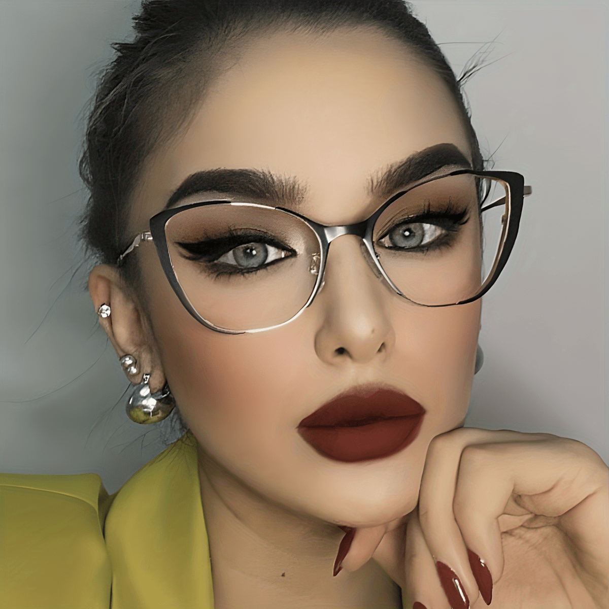 blue light blocking glasses cat eye color block metal frame clear lens computer glasses spectacles for women details 0