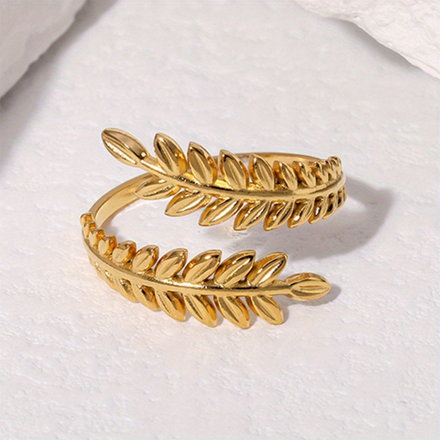 1pc Wheat Ear Stainless Steel Ring Opening Adjustable Jewelry Additions