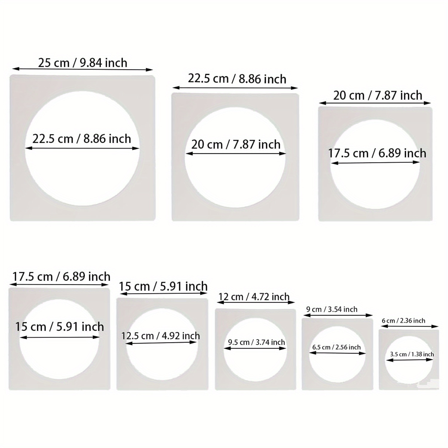 Large Circle Stencil for Painting,Reusable Plastic 8 Pcs Circle Templates Stencils for Fabric Walls Paper Arts Projects Home Decoration