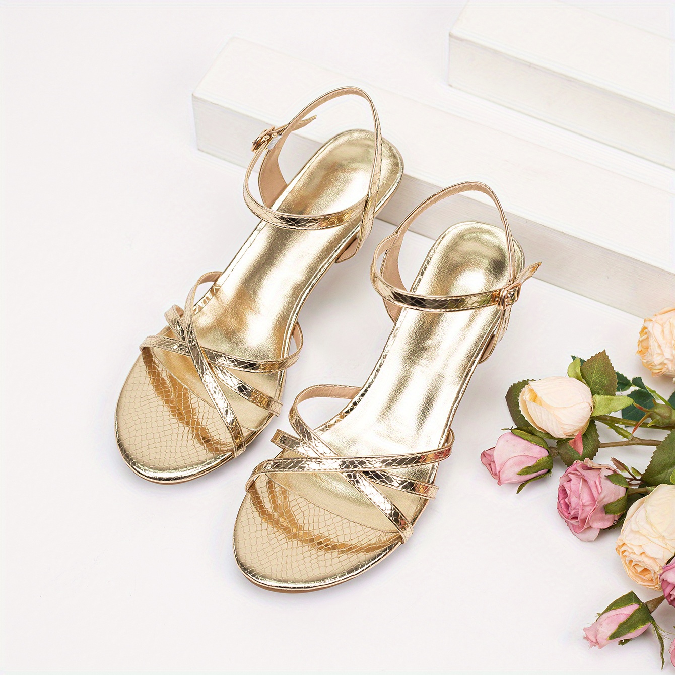 Gold dress sale sandals flat