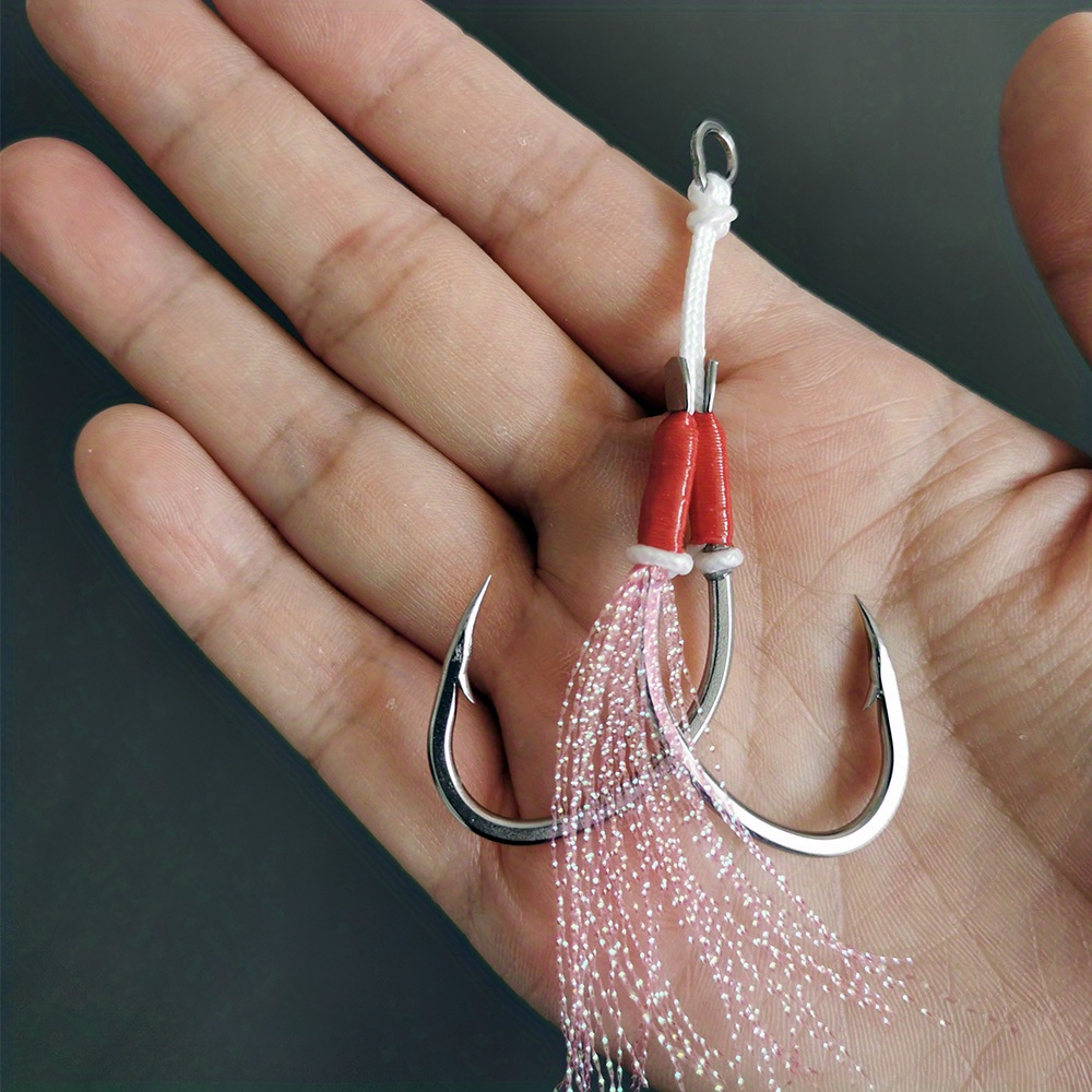 Double Fishing Assist Hooks Kit Glow in dark Jig - Temu Canada