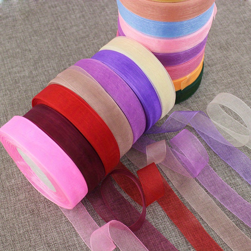 1 Roll Of 50 Yards 10mm Deep Red Transparent Snow Organza Ribbon