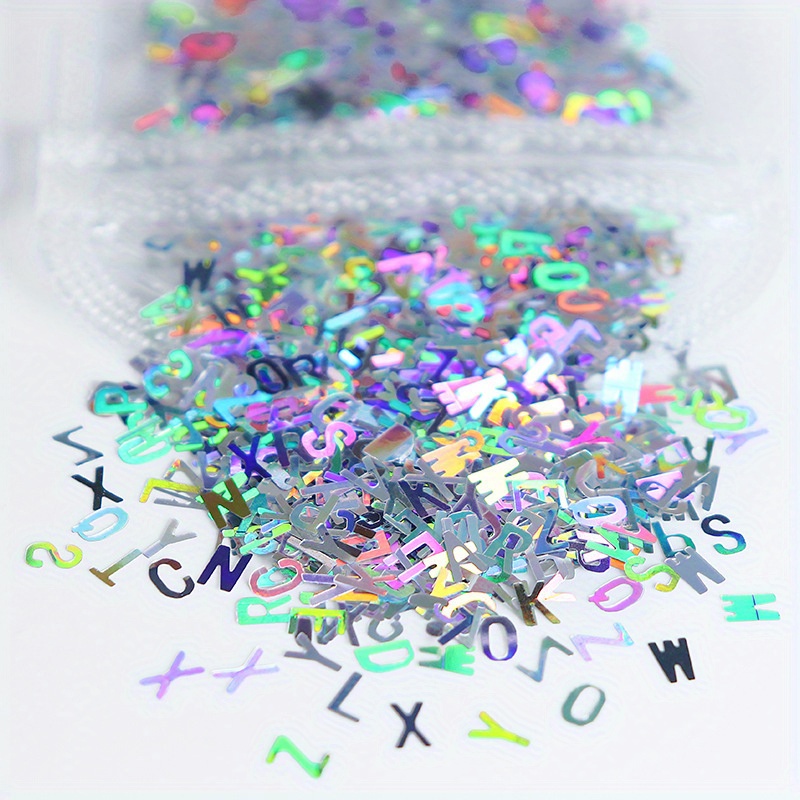 6 Colors Holographic Letter Chunky Glitter Flakes Confetti - Temu